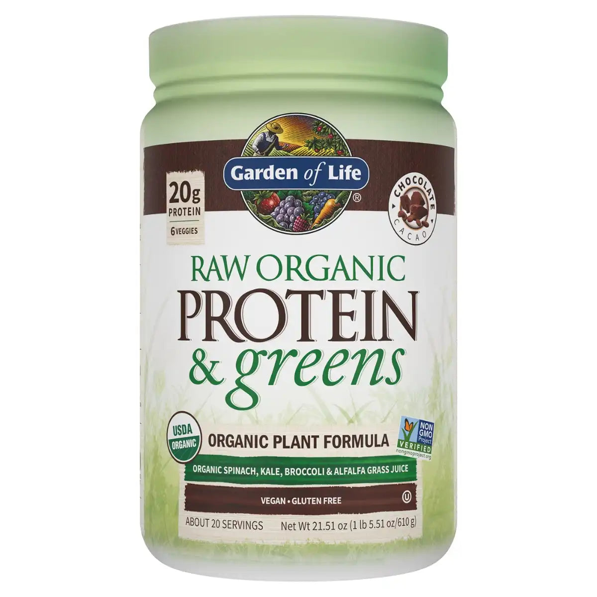 Raw Protein & greens Chocolate Cacao 22oz (610g) Powder