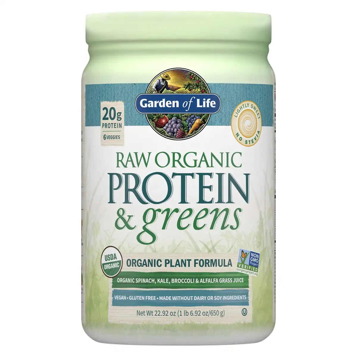 Raw Protein & greens Lightly Sweet 23oz (651g) Powder