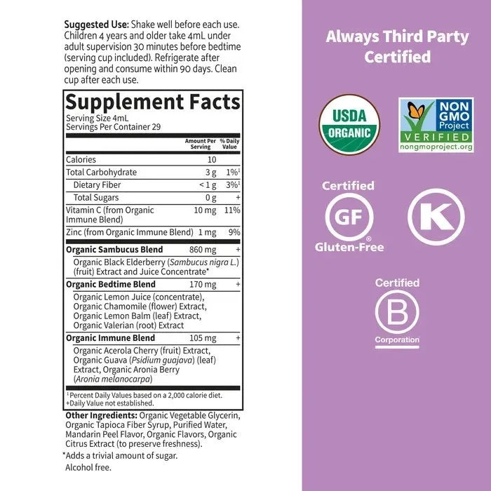 Organics Kids Elderberry & Sleep Immune Syrup? Liquid
