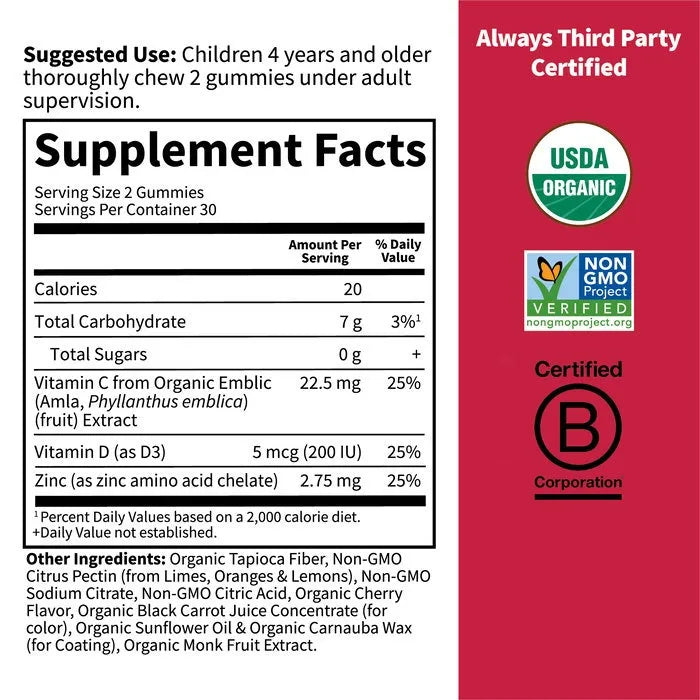 Organic Kids Immune Gummy? Cherry Flavor 60ct