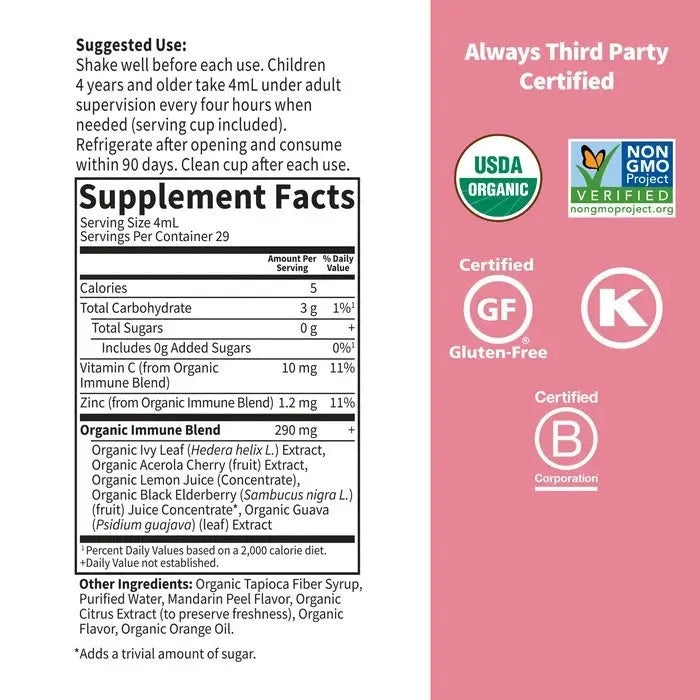 Organics Kids Cough & Mucus Immune Syrup?
